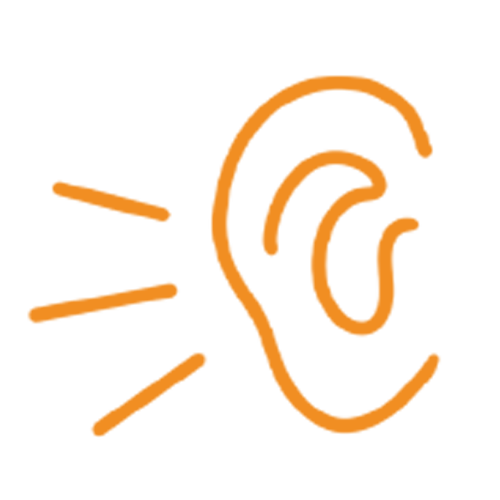 Icon of an ear with lines, signalling that it is listening