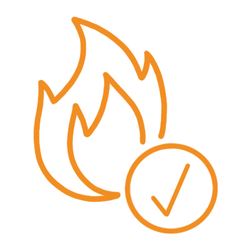 Icon of a flame with a tick