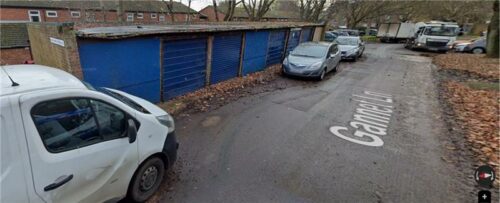 Disused garages before the works at Gannet Lane